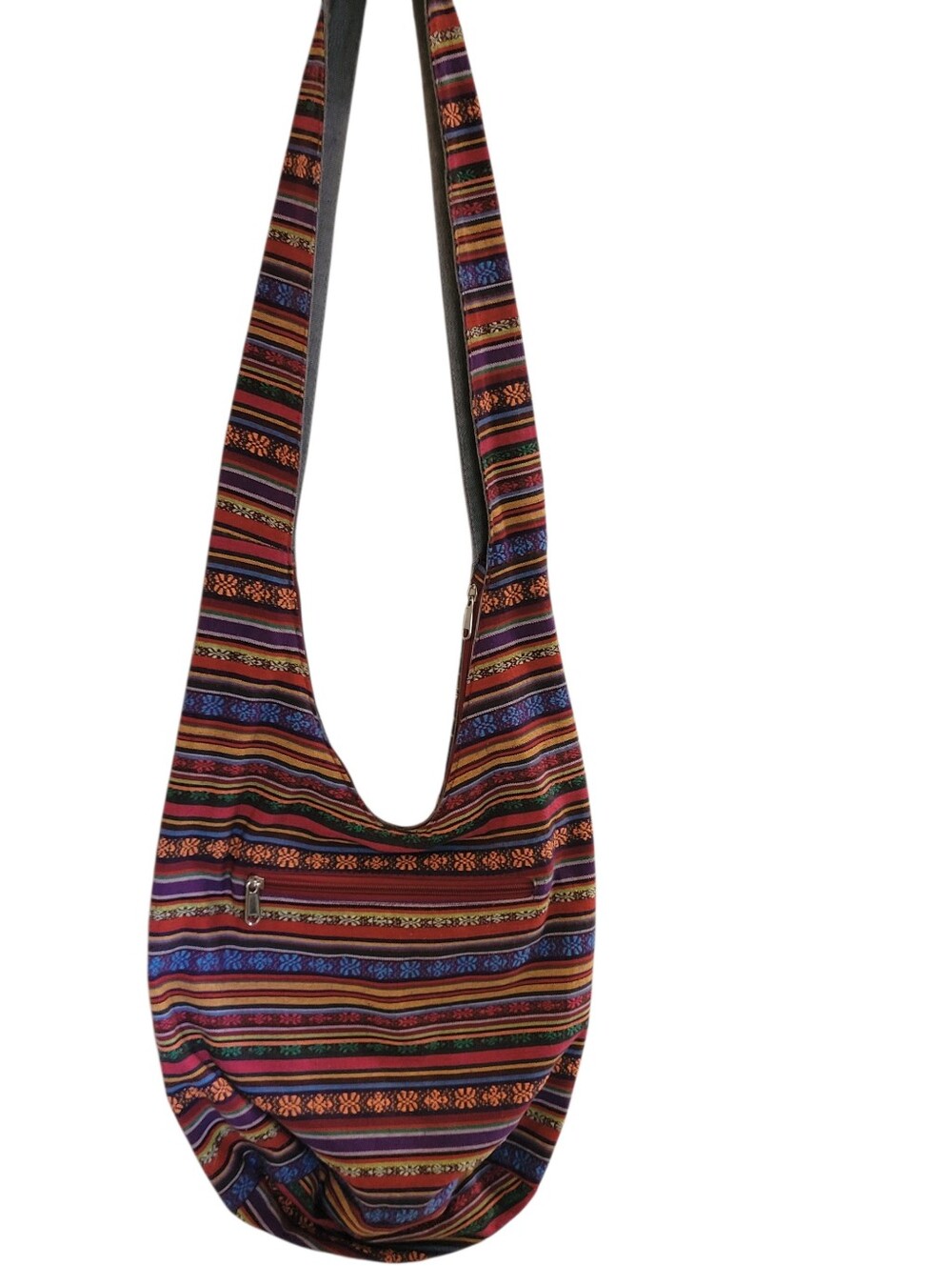 Boho Hippie Striped Crossbody Sling Bag Woven Shoulder Bag Homemade